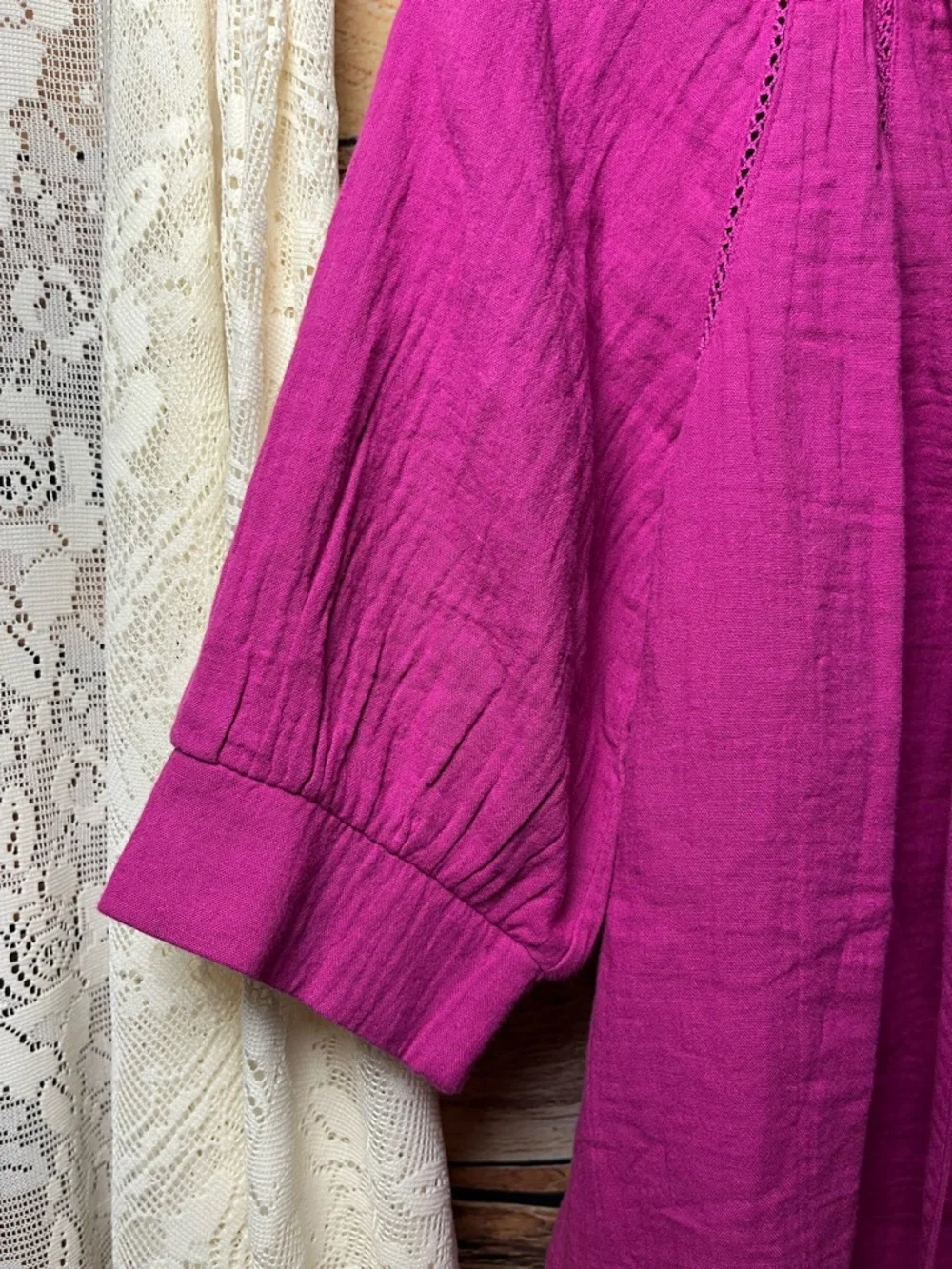Boden Magenta V-Neck Peasant Blouse (215)